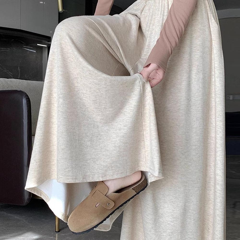 Women's Autumn Winter Clothes High Waist Wide Leg Pants Knit Long Dresss Skirts Pants For Women Trousers Streetwear