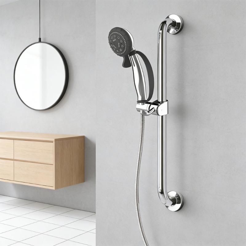Adjustable Shower Head Holder With 360 Degree Rotating Universal Shower Grab Bar Head Holder Easy Installation