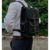 Schwarzer handgefertigter Ziegenleder-Reise-lässiger Laptop-Messenger-Rucksack-Schultertasche