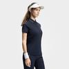 Fila Sport Versatile Minimalist Small Logo Striped Short Sleeve Polo Shirt Women Tops Royal-Blue A11W433107FNV