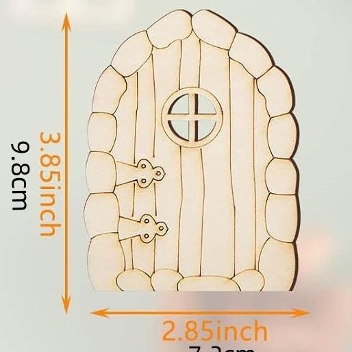 10pcs Fairy Door Miniature Wooden Garden Doors Windows Unfinished Window Mini House DIY Craft for Wall Home Party Decoration