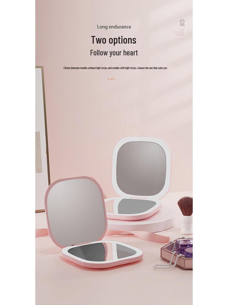 Portable Double-Sided LED Makeup Mirror with USB Charging and Custom Logo