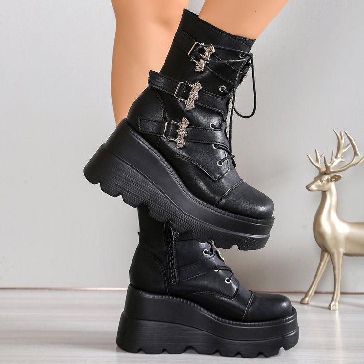 Women's fashion heightening not tired feet arch support comfortable soft elastic shock absorption non-slip casual sports short Martin boots