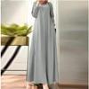 Plus Size Muslim Women's Solid Long Sleeve Loose Robe Dress
