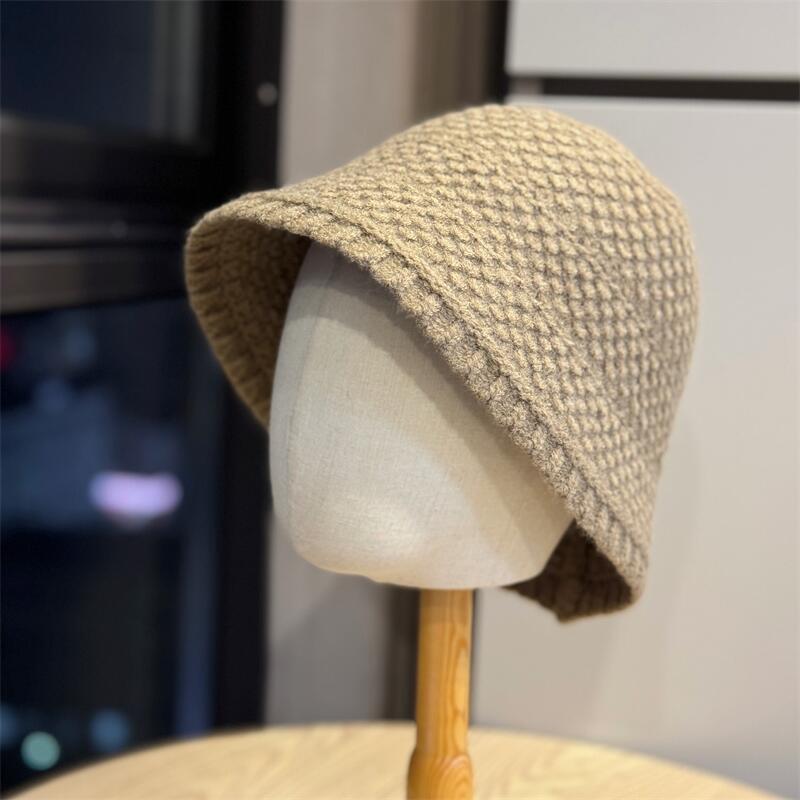 Simple Crimped Fisherman's Hat Children's Autumn and Winter Solid Color Casual Versatile Knitted Hat Fashionable and Elegant Washbasin Hat