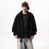 Unisex Velvet-Lined Retro Street Style Rivet Hooded Cardigan