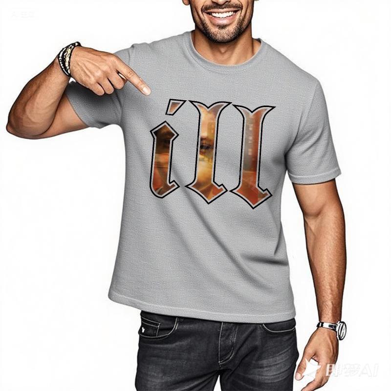 Tshirt Men Oneck Classic Tshirt Golden Roman Numeral Three Streetwear Plus Size Tshirt Fashion Crew Neck Oversized Tshirt
