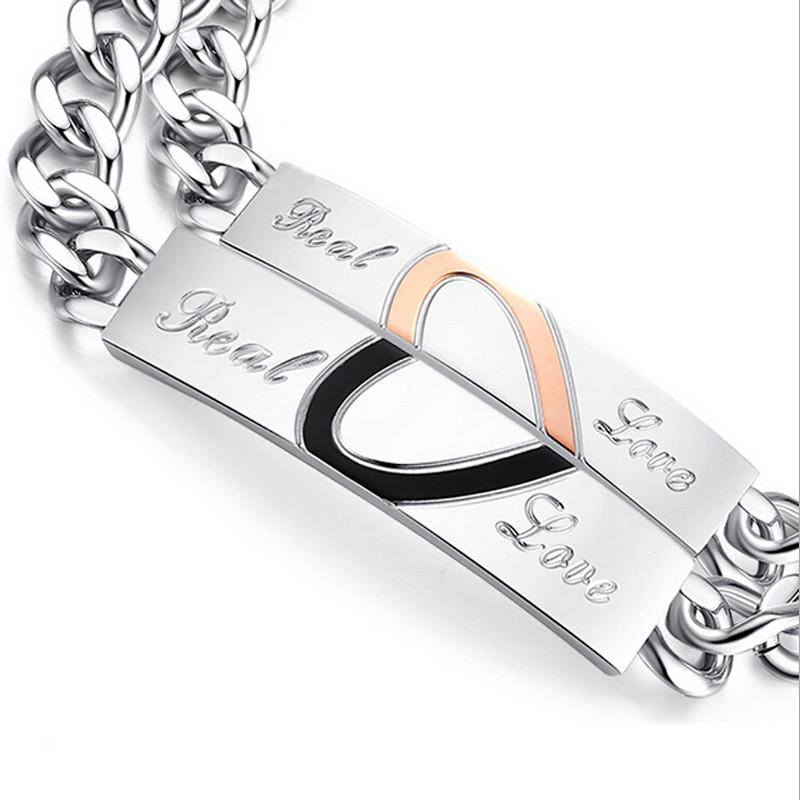 Mode Echte Liebe Paar Armbänder Gelenk Edelstahl Schmuck Anhänger Liebhaber Geschenk Herz Puzzle Armbänder Hochzeitszubehör