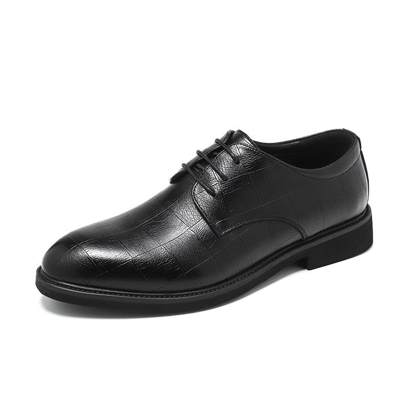 British Men'S Shoes Black Trend Casual Business Dress Leather Shoes With Suit Men'S Pointed Leather Shoes 66773-5-R