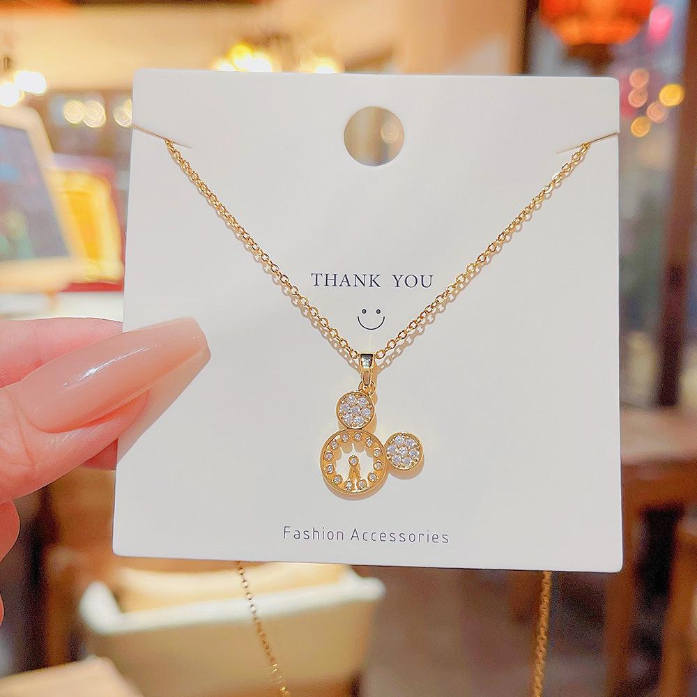 

Women s Hollow Mouse Head Necklace, Versatile Titanium Steel Choker, Stylish Clavicle Chain Jewelry