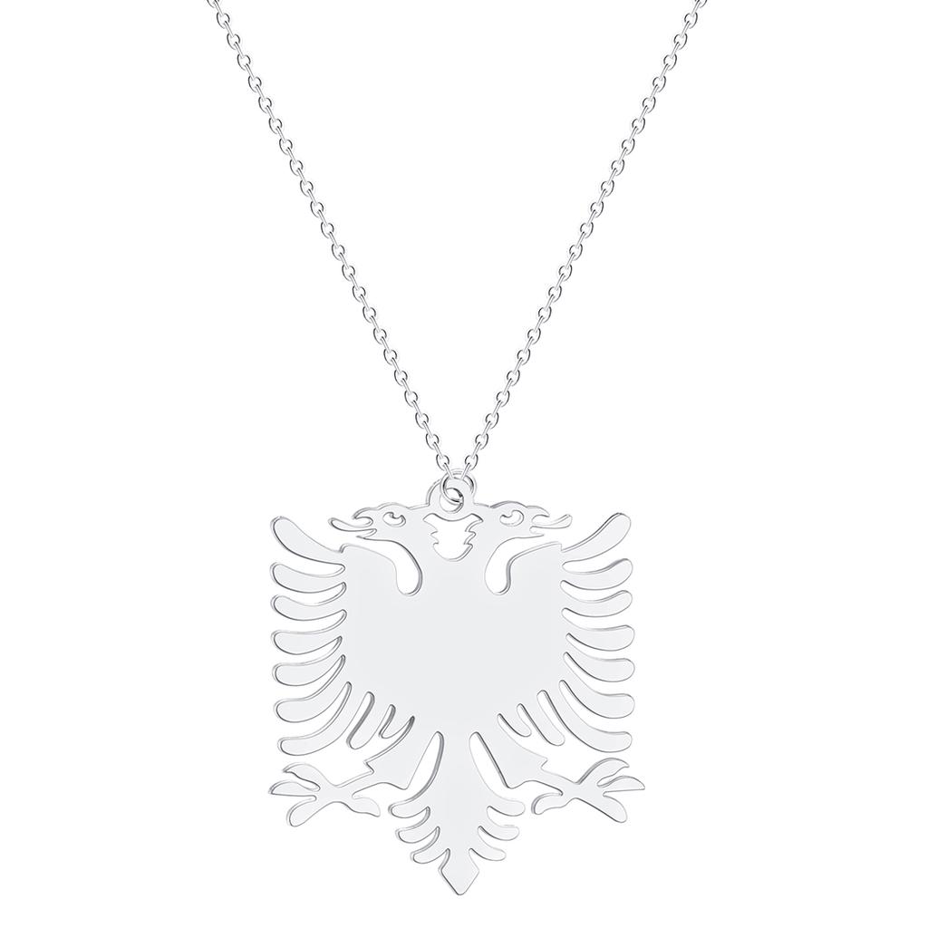 Kinitial Neuer Albanien Doppeladler Anhänger Halsketten Edelstahl Choker Schmuck für Damen Mädchen Ethnische Geschenke bijoux femme