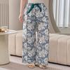 Cotton Silk Family Spring and Autumn Women's Cotton Silk Pajama Pants Wide-leg Pants Thin Artificial Cotton Can Be Worn Outside Casual Home Pants