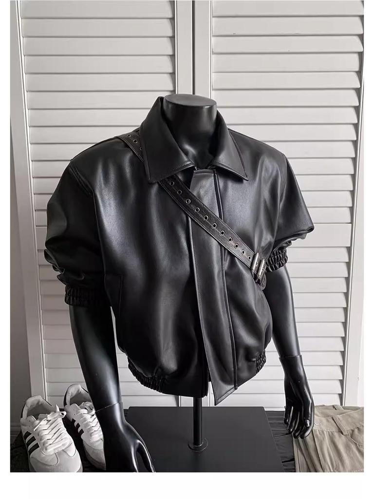 Herren Retro Leder Motorradjacke - Schwer, High-End, Frühling/Herbst Stil