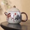 Ru kiln yellow exquisite teapot cover bowl single pot high-end tea brewer household ceramic teapot tea set Xishi pot series