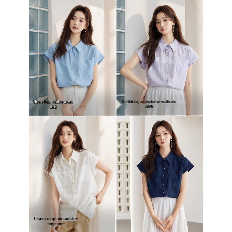 Inman Elegant Flutter Sleeve Short Sleeve Shirt