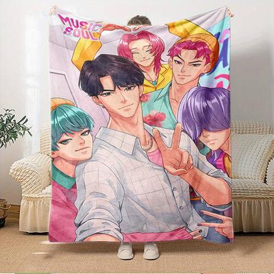 K-POP Anime Girls Group  Four Seasons Soft Warm Blanket  All-Season Thick Knit Polyester Bedspread for Bed, Camping, Travel  Perfect Gift