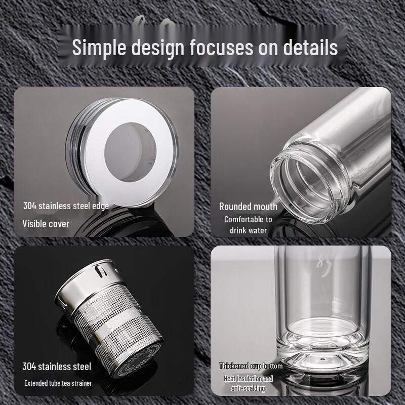 LeQianChu 300ml Double Wall Borosilicate Glass Tumbler