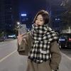 Retro plaid scarf women's new winter thickened student shawl dual-purpose warm scarf green