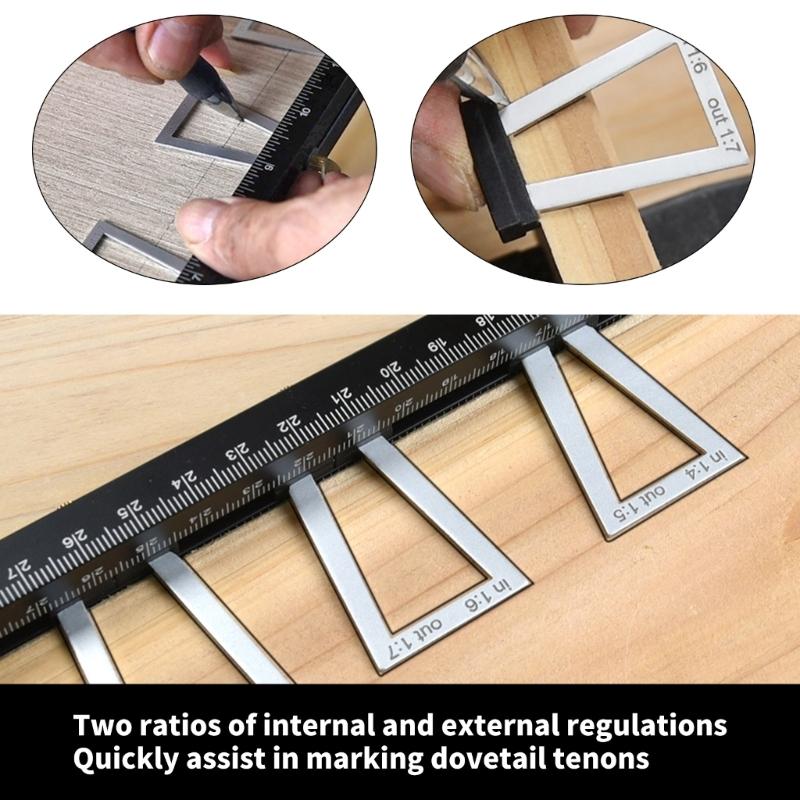 28pcs Adjustable Dovetails Marking Gauges Set Dovetails Template with Metric & Inches  scale  for Woodworking Projects