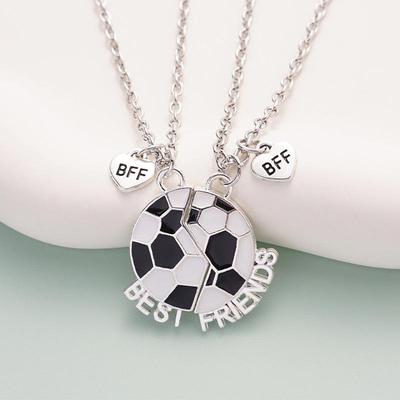 Magnetic Best Friends Football Necklace Set - Alloy Clavicle Chain for Couples