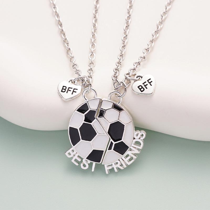 Magnetic Best Friends Football Necklace Set - Alloy Clavicle Chain for Couples