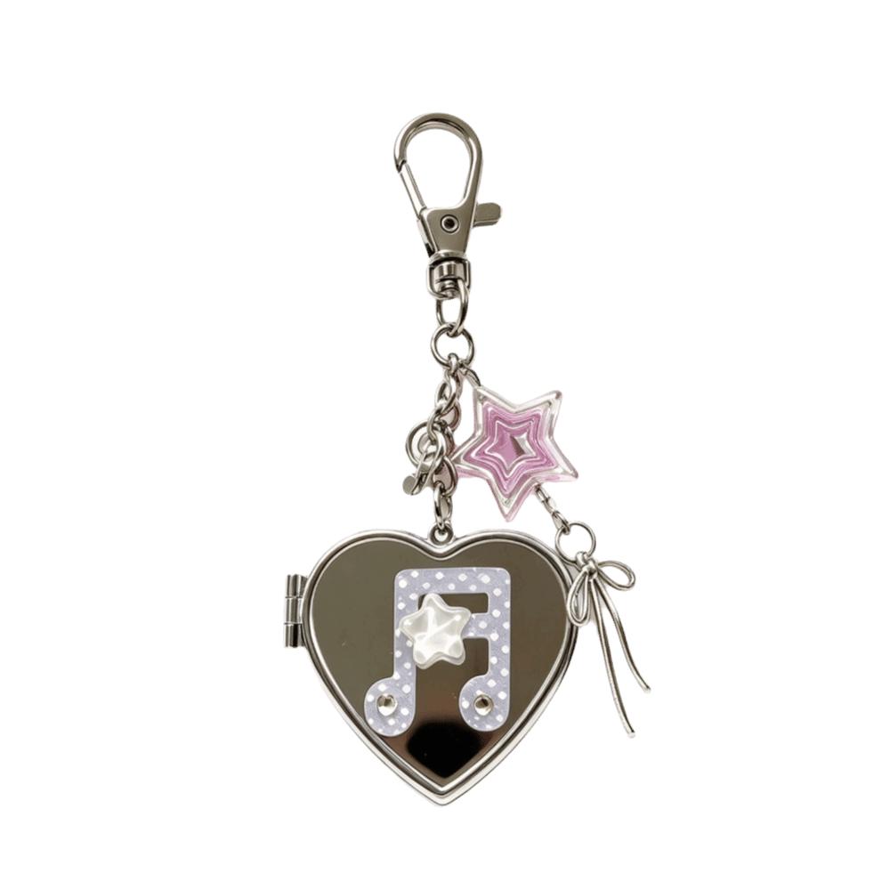 Heart-Shaped Bag Charm Pendant Lightweight Makeup Mirror Accessories Bag Decoration
