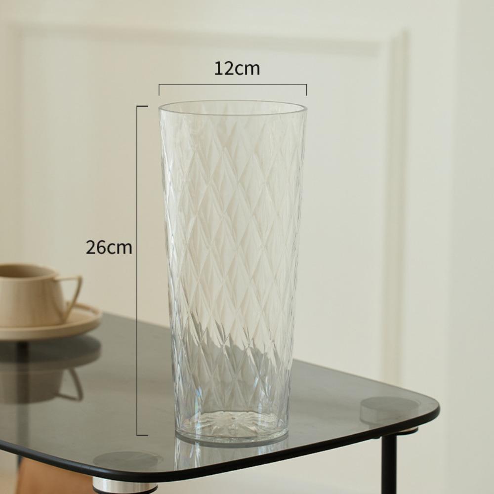 Modern Acrylic Clear Flower Vase Transparent Ribbed Design Hydroponic Vase Unbreakable Flower Wake Up Vase Hydroponic Decor