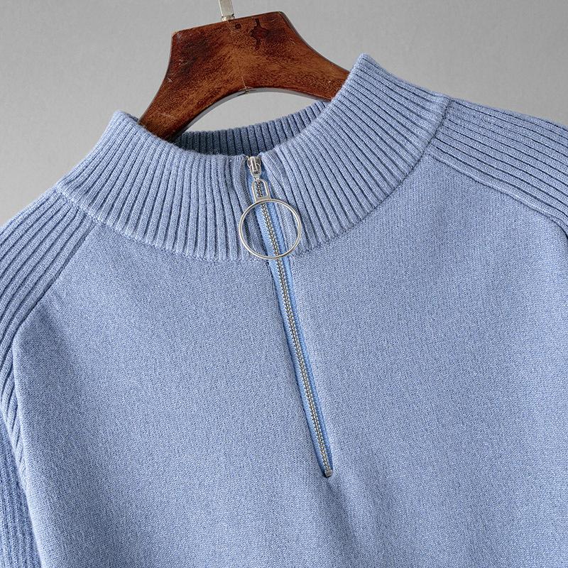 Women Casual Knitted 2 Piece Sets Korean O-neck Knitwears Zipper Sweater Pullover Tops Conjuntos High Waist Sweatpants Outfit