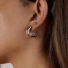 Yori Double Color Stainless Steel Metal Wave C-shaped Stud Earrings for Women Waterproof PVD Gold Plated Jewelry Gift