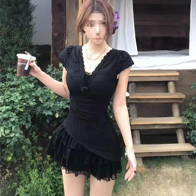 French Retro Lace Embroidered Summer Dress - Women's Slimming Waist-Cinched Two-Piece Style