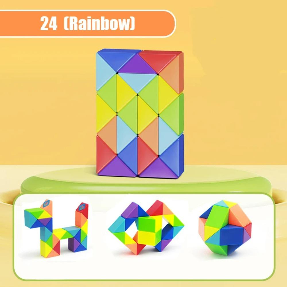 Colored Magic Cube Toys Magic Rule Snake Multi-color Puzzle Fidget Toys Decompression Transformable Cubes Educational Toys