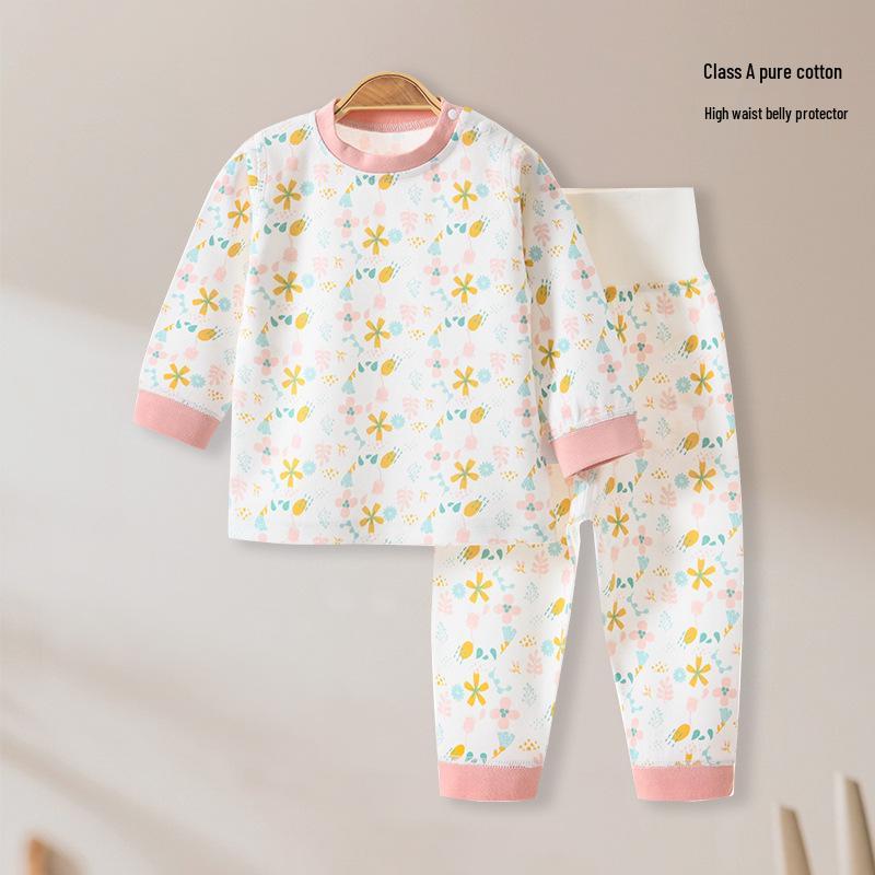 

Комплект детской хлопковой пижамы с брюками с высокой талией для осени - Теплый и уютный 73 cm