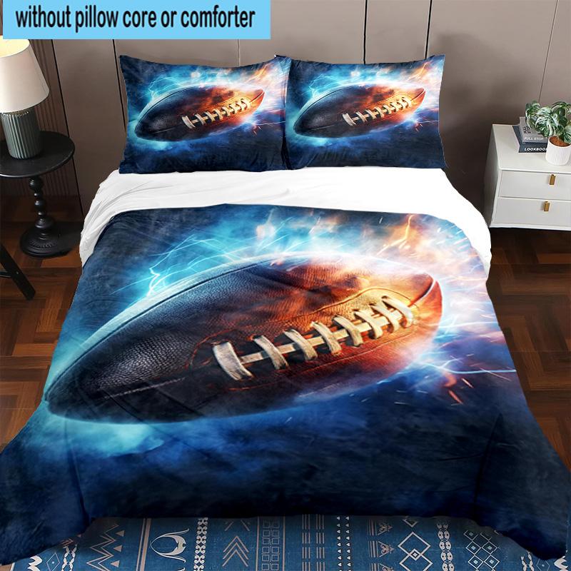 Flaming Football In Action 3pcs Bedding,Including 1pc Duvet Cover And 2pcs Pillowcases Perfect for Christmas,Ideal for Bedroom, Dormitory