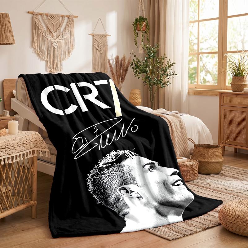 Cristiano Ronaldo Theme Fleece Blanket Cozy Soft Plush Blanket For Bedroom Couch Travel