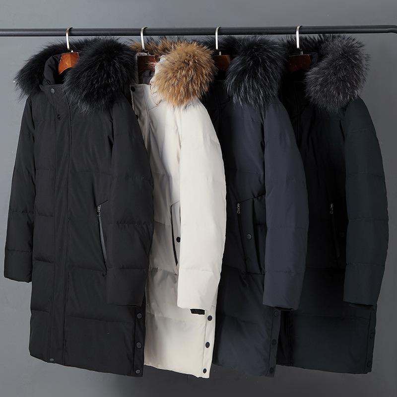 Canada Fashion Winter Jacket Men Down Coat Parka Men's White Goose Down Jackets Fur Collar Hooded Warm Thick Long Padding HWY287