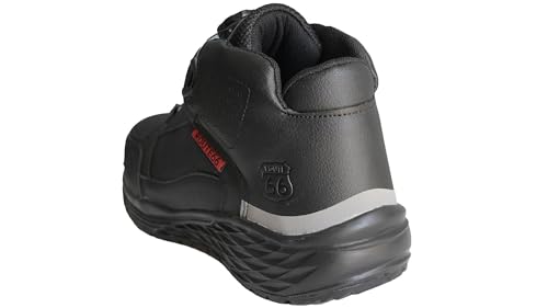 Safety work boots, Route 66, ankle guard, dial closure, slip-resistant sole, vintage color, 66-46 BLACK, 28.0cm