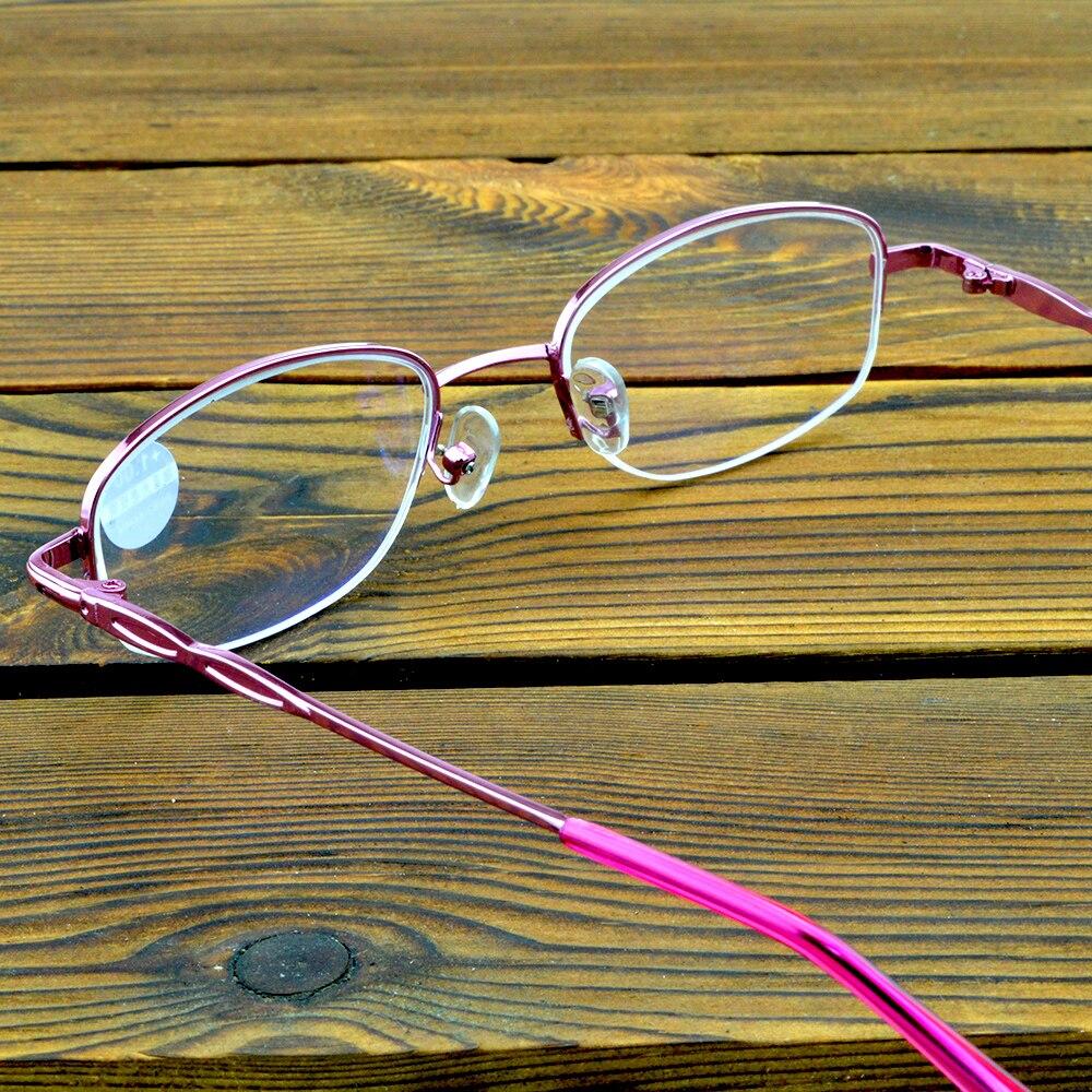 Titanium Alloy Pink Half-rim Frame 12-layer Coating Women Simplicity Reading Glasses +0.75 +1 +1.25 +1.5 +1.75 +2 +2.5 To +4