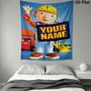 Custom Name Bob The Builder Wall Tapestry Aesthetic Wall Hanging Printed Fabric Blanket Decorative Tapestries for Bedroom Living Room Home Decor