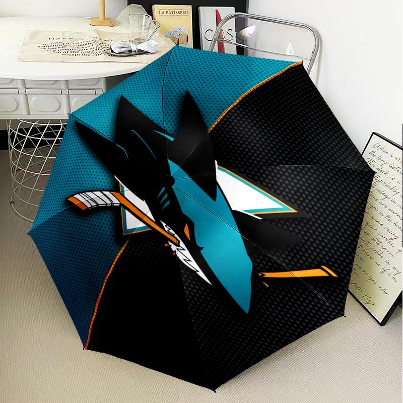 San-Jose Sharks Hockey Umbrella Folding umbrella, automatic umbrella 8-Frame for Travel, camping Use Gift for Halloween Christmas