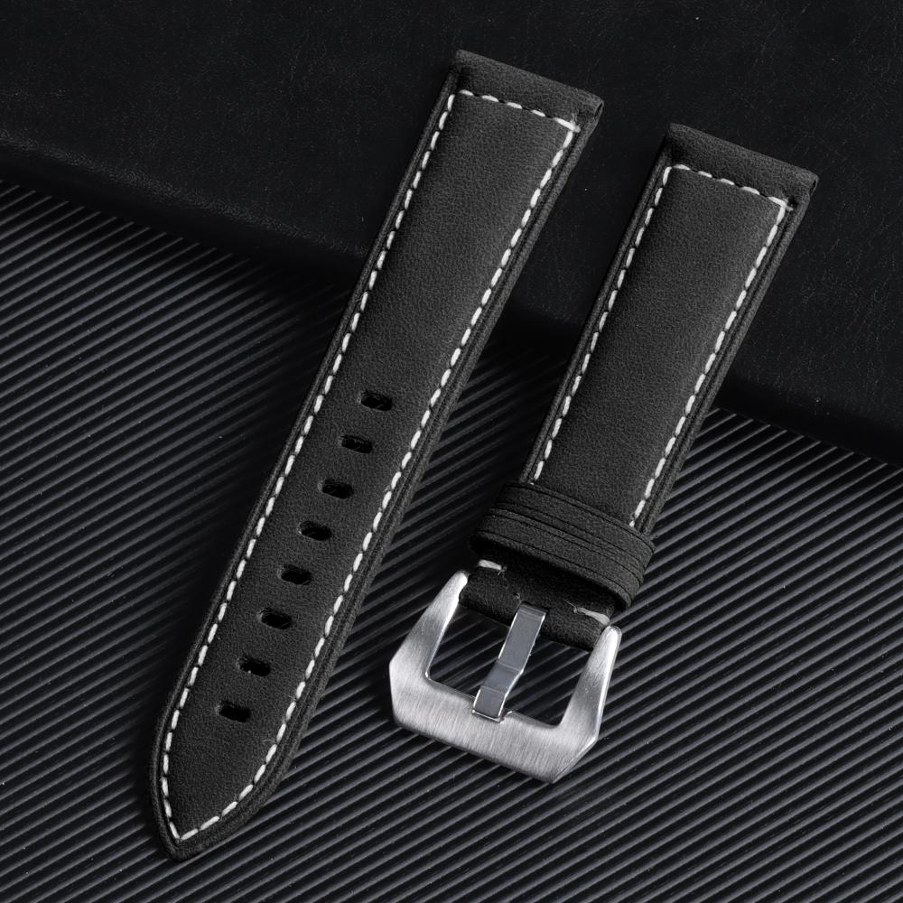 Geniune Retro Calf Cowhide Watchband 18mm 20mm 22mm 24mm Wristband for Samsung Watch Strap for Seiko Universal Replacement Strap