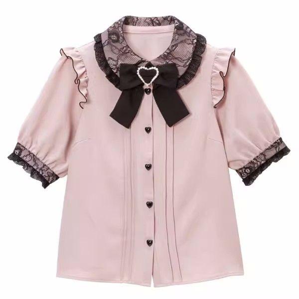 European Cute Japanese Bow Ruffle Long Sleeve Women's Shirt