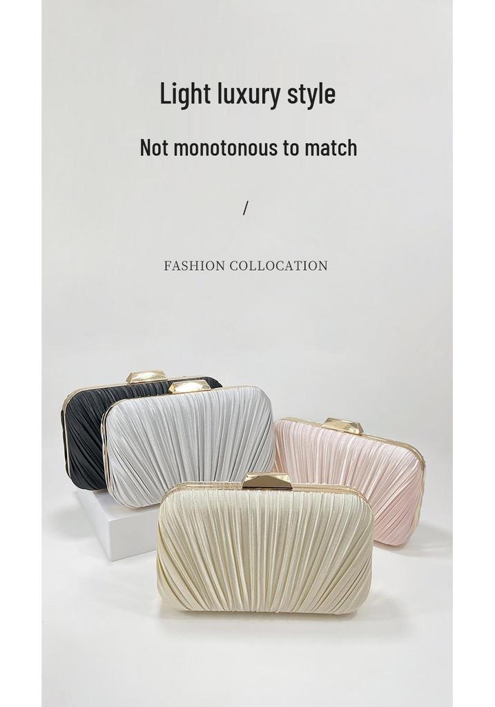 Elegante Borsa a Spalla Pieghettata in Finta Seta - Pochette Clutch di Alta Gamma