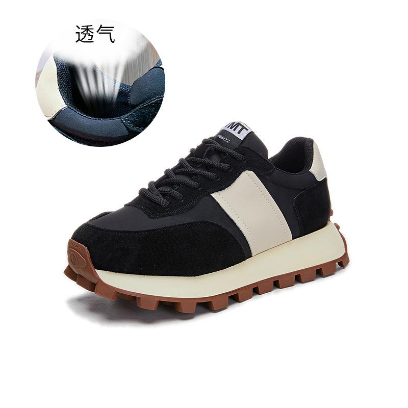 

Обувь Forrest Gump с впитывающей подошвой, весна 2025, новые немецкие кроссовки с толстой подошвой, повседневная универсальная обувь для папы, модная женская обувь 35 чёрный