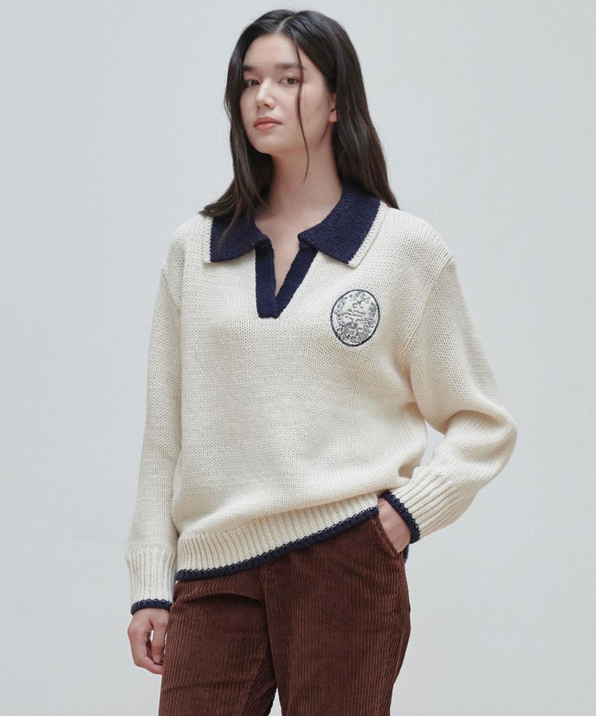 PLAC WOMEN Childhood Memories Loose Fit Collared Knit Ivory