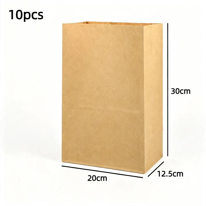 10 Pack Kraft Paper Bags Sturdy Square Bottom Multiple Sizes Reusable Recyclable for Grocery Retail Packaging