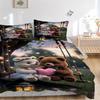 3-teiliges Anime-Teddybär-Bettwäscheset - Enthält einen Bettbezug und zwei Kissenbezüge (Kein Kern) - Perfekt für Schlafzimmer- und Gästezimmerdekoration,