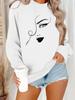 Women's Autumn/Winter Long-Sleeve Round Neck Printed Pullover Hoodie