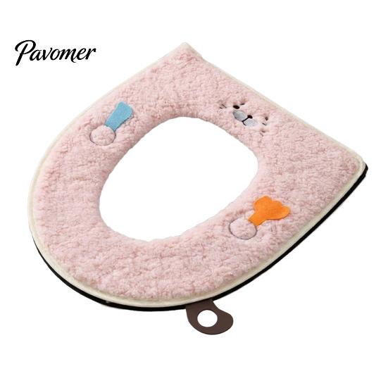 Non-slip Bathroom Decor Soft Plush Toilet Seat Cover, Thick Washable Pad with Zipper And Reusable Mat Handle, Warm Skin-Friendly Cushion for O-Shaped