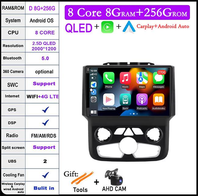 Radio auto Android Auto de 9 inch Pentru Dodge Ram 1500 2500 3500 2013-2018 Carplay Ac Manual Stereo Navigație Carplay Ecran Tactil BT