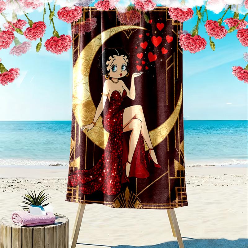 Betty Boop Beach Towel Suitable for Various Scenarios Such As Kitchen, Bathroom and Beach Swimming